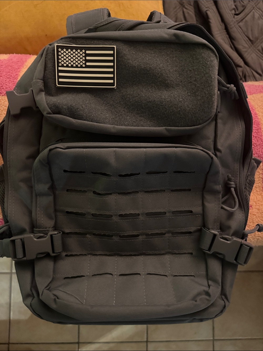 Tactical Black Backpack with MOLLE Panel
